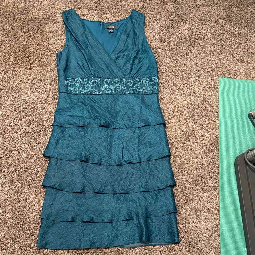 Dress Barn Teal Layered Midi Dress